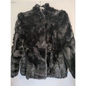 Vintage Cecile De France, Sz Medium Black Rabbit Fur Coat